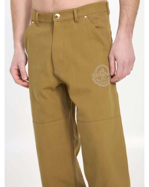 MONCLER X ROC NATION Natural Cotton Canvas Trousers for men