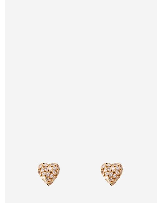 Self-Portrait White Embellished Heart Earrings