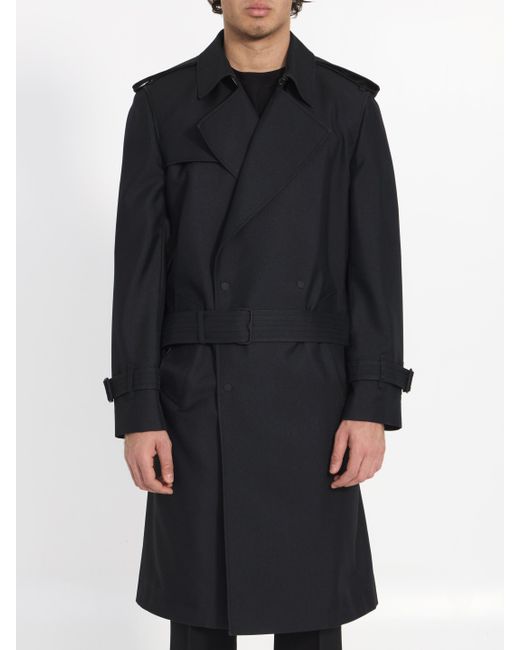 Burberry Black Long Trench Coat for men