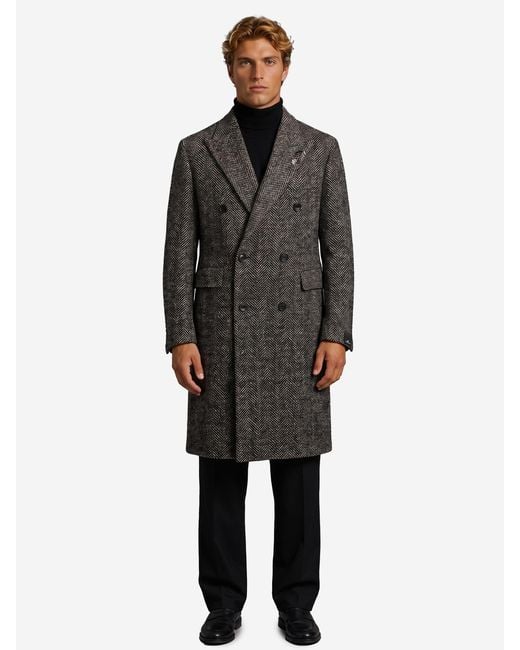 Tagliatore Black Doublebreasted Pino Lerario London Coat for men