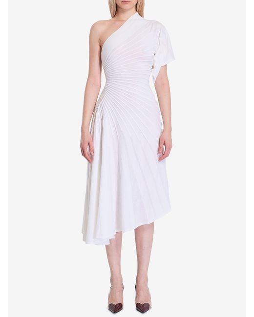 white asymmetrical dress with sleeves Black/White Colorblock Asymmetrical Dress – Esmé New York main image 1