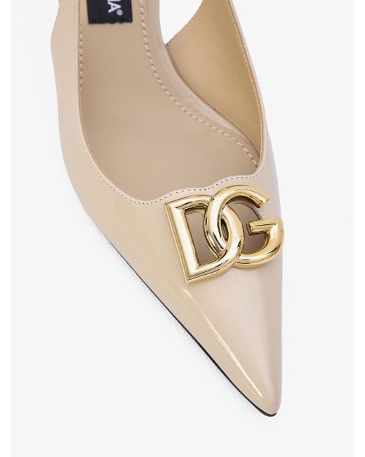 Dolce & Gabbana Metallic Slingback In Shiny Leather
