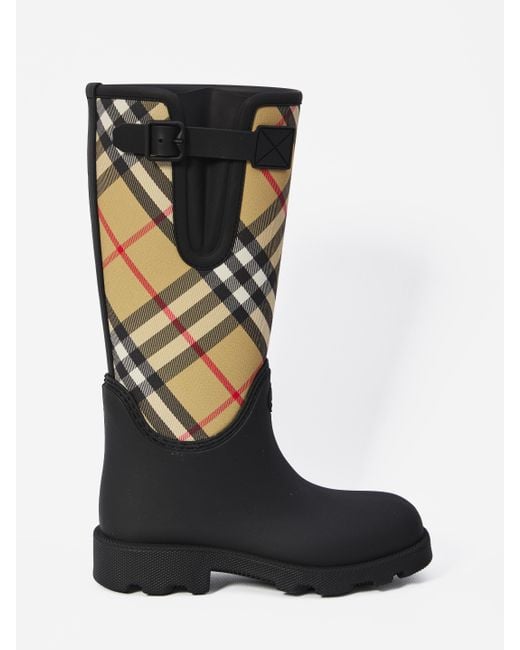 Burberry Black Check Rainboots