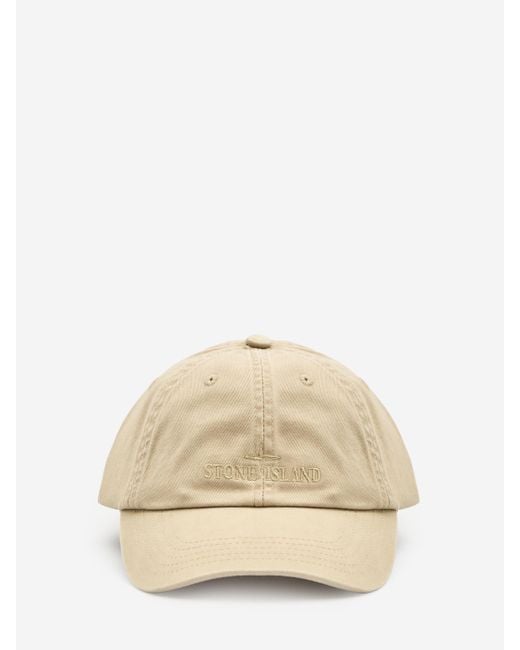 Stone Island Natural Baseball Hat With Embroidery for men