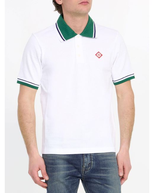 Casablancabrand White Pique Polo Shirt for men