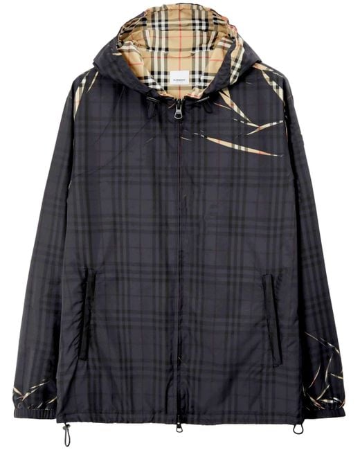 Burberry Sliced Check Jacket in Black for Men Lyst UK
