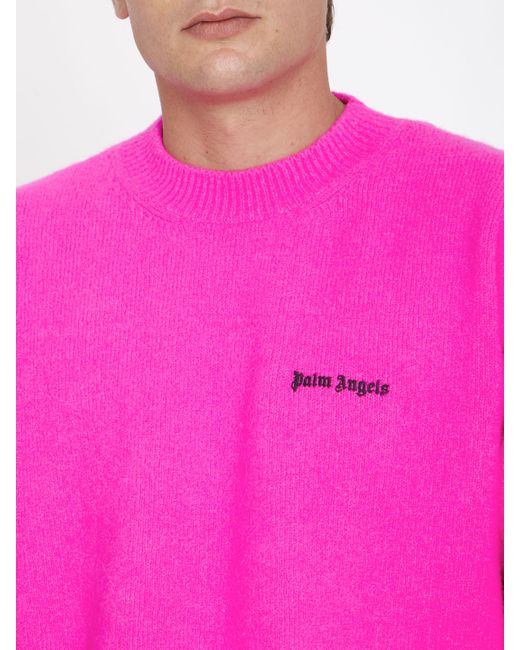 Palm Angels Pink Logo Sweater for men