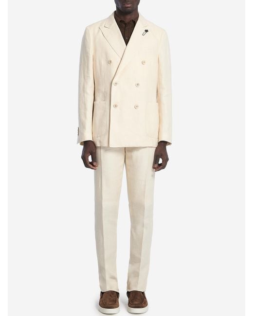 Lardini Natural Twopiece Linen Suit for men