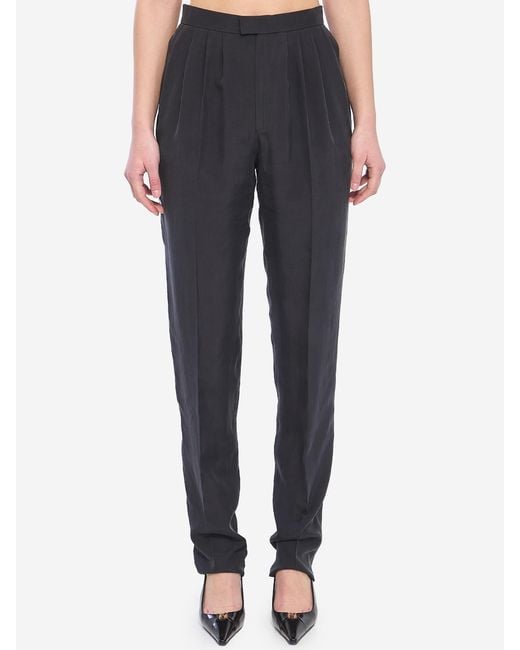 Saint Laurent Blue Habotai Silk Pants
