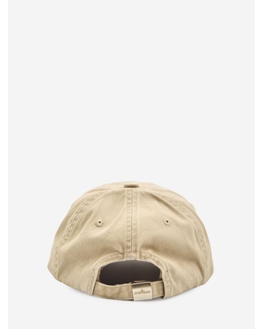 Stone Island Natural Baseball Hat With Embroidery for men