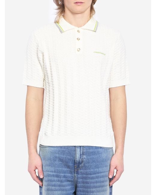 Casablanca White Tennis Boucl Polo Shirt for men