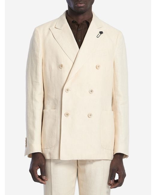 Lardini Natural Twopiece Linen Suit for men