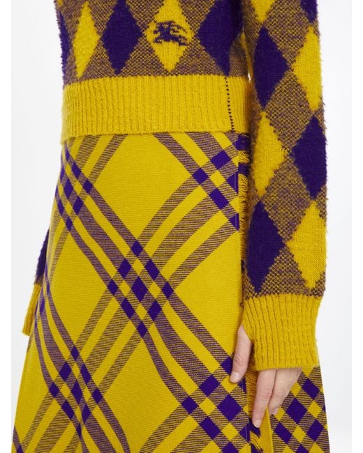 Burberry Yellow Argyle Wool Pullover