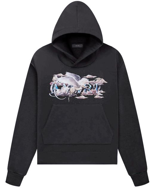 Amiri Pegasus Script Hoodie In Black for men