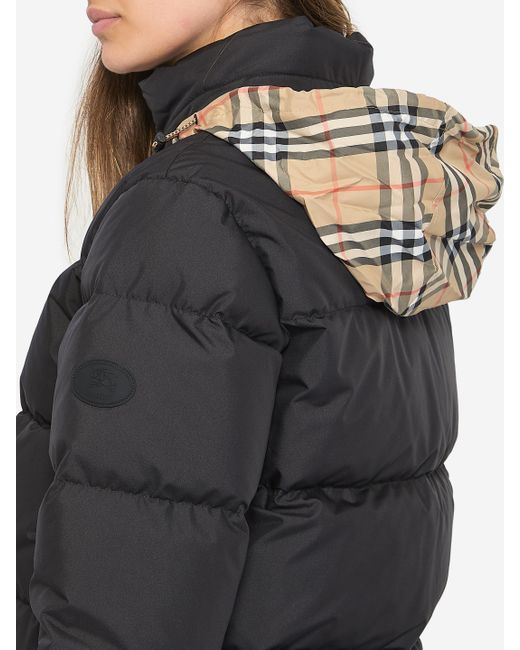 Burberry Black Puffer Jacket With Concealed Hood