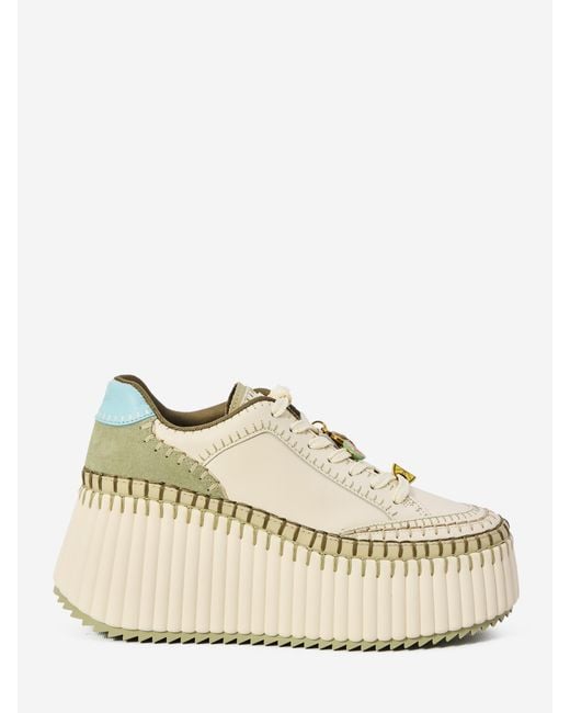 Chloé Natural Nama Wedge Sneakers