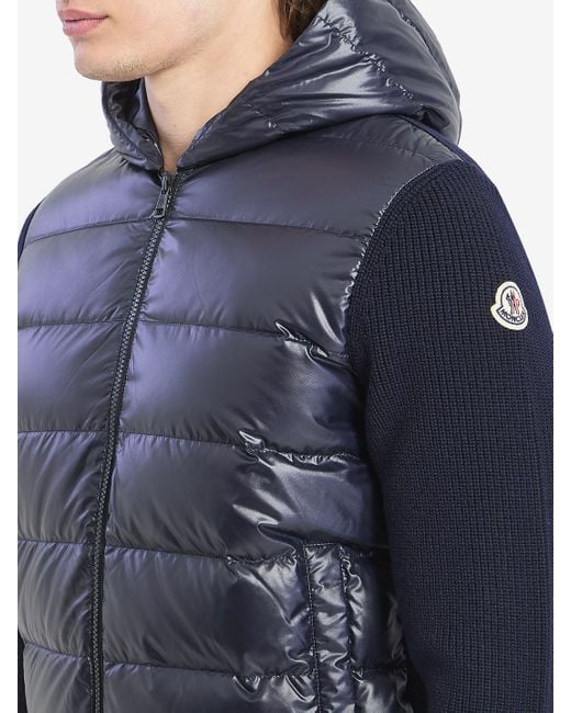 Moncler Blue Shiny Padded Cardigan for men