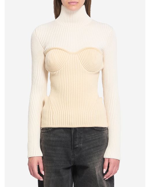Jean Paul Gaultier Natural Ribbed Knit Pullover