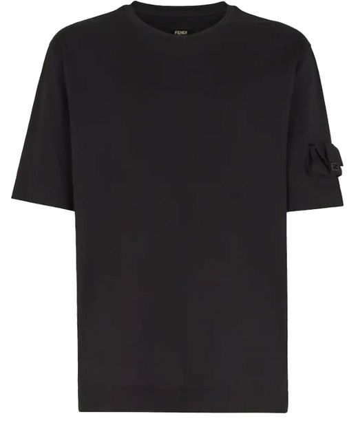 Fendi Black Baguette Sleeve T-shirt for men