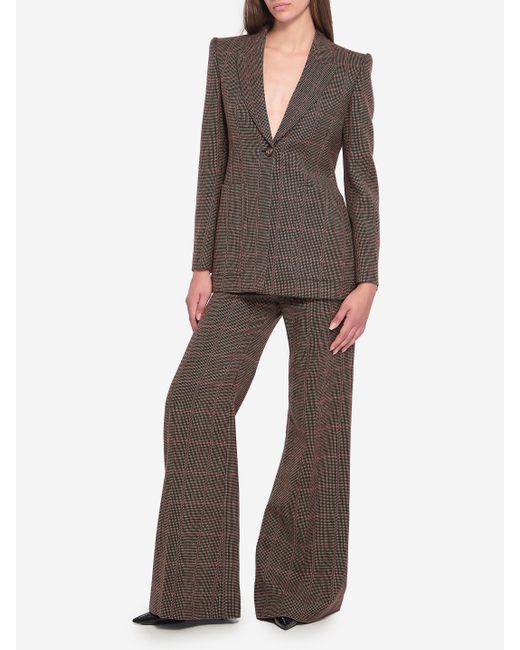 Chloé Brown Checked Wool Tailored Jacket