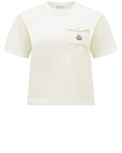 Tshirt Con Tasca Applicata di Moncler in White