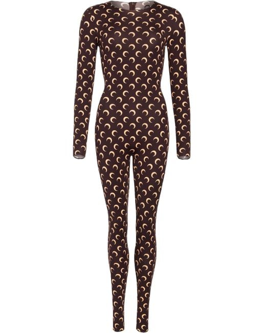 Marine Serre All-over Moon Catsuit in Brown | Lyst