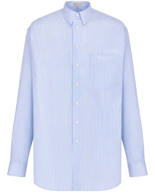 Dior Blue Striped Cotton Shirt for men