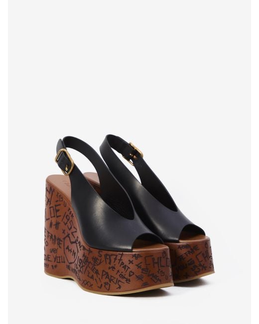 Sandali Con Zeppa Maxime di Chloé in Brown