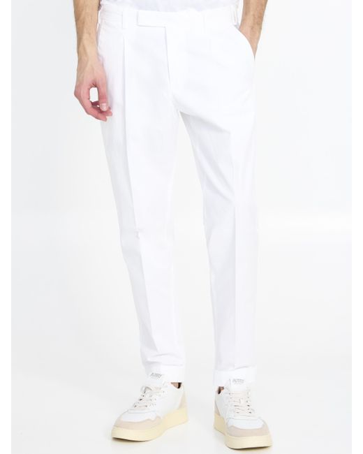PT Torino White Cotton Pants for men