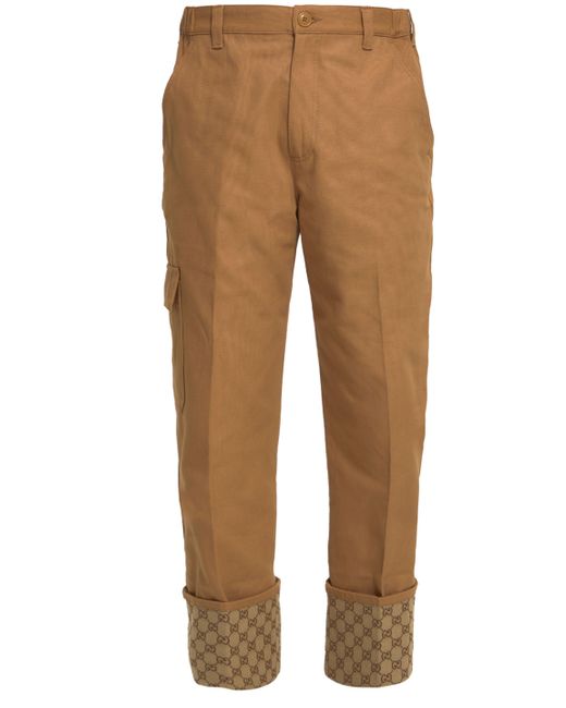 Gucci Natural Trousers With gg Cuff for men