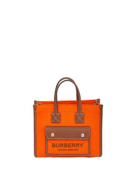 Burberry Orange Freya Mini Tote Bag