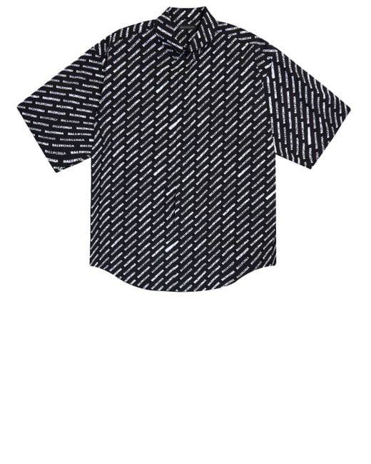 Camicia Allover Logo di Balenciaga in Black da Uomo