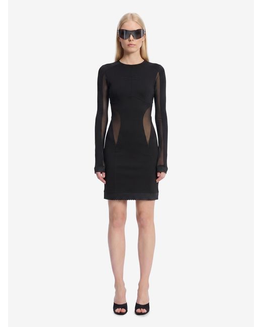 The Attico Black Mini Dress With Tulle Inserts