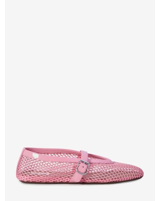 Alaïa Pink Fishnet Ballerina Flats