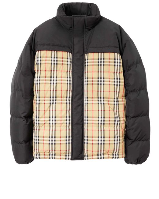 Burberry Black Reversible Check Puffer Jacket for men