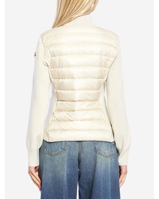 Moncler White Padded Wool Cardigan With Zip