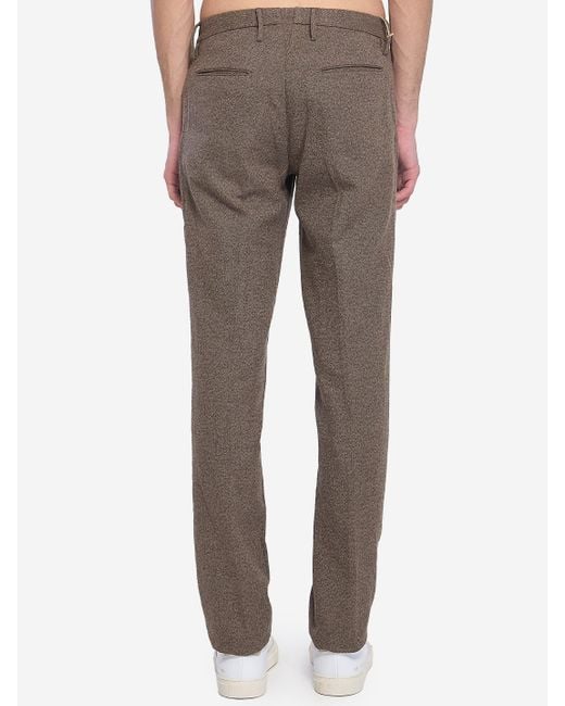 Incotex Brown Cotton And Wool Blend Trousers for men