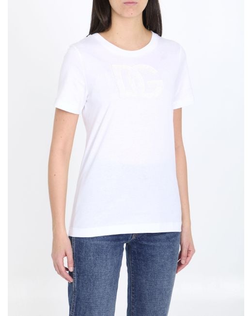 Dolce & Gabbana White Tshirt With Dg Logo