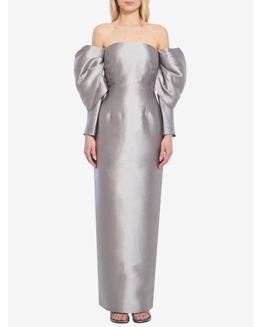 Solace London Gray Laylah Long Dress