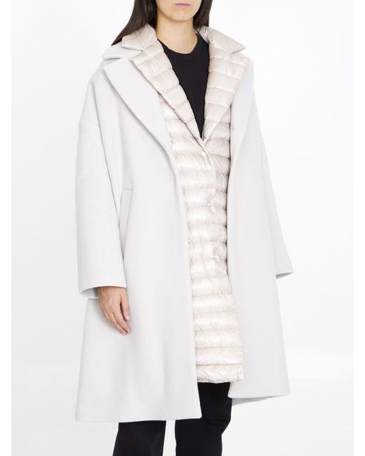 Herno White Layered Wool-blend And Quilted Coat