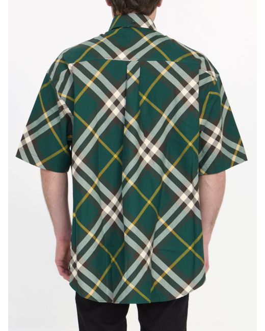 Burberry Green Check Cotton Shirt for men