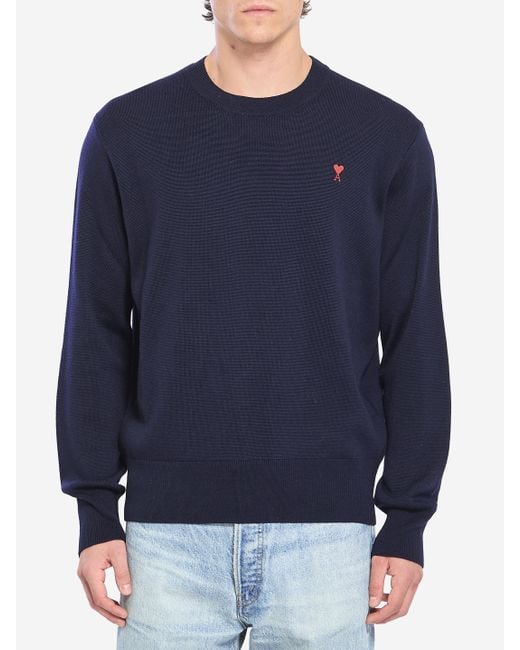AMI Blue Ami De Coeur Sweater for men