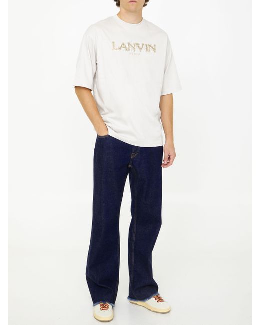 Lanvin White Cotton T-shirt With Logo for men