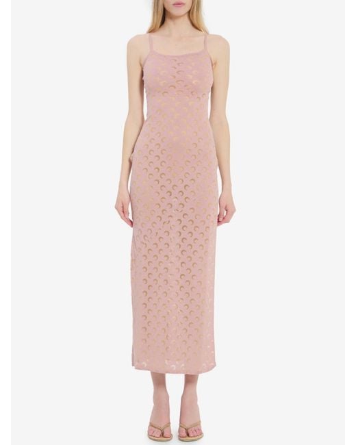 MARINE SERRE Pink Moon Devore Maxi Dress