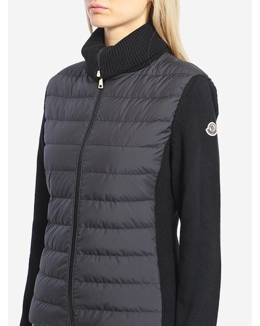 Moncler Black Padded Cardigan With High Collar