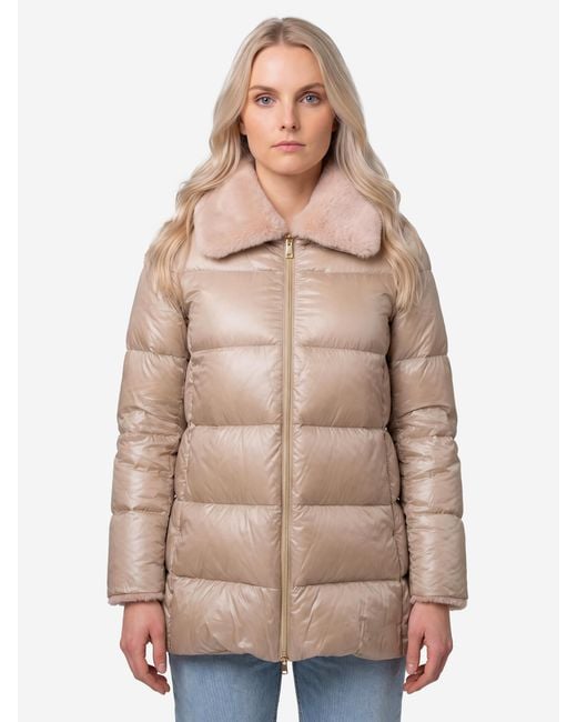 Herno Natural Light Puffer With Collar Ecofur