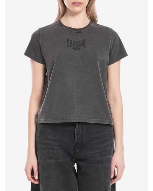 Alexander Wang Black Cropped Tshirt With Logo