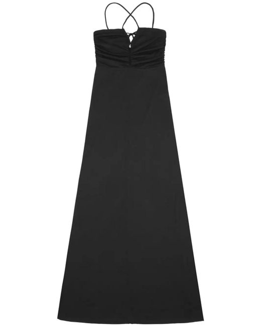 Ganni Black Crossover-strap Gathered Maxi Dress