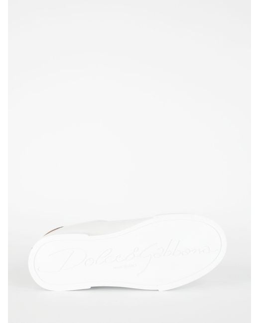 Dolce & Gabbana White Portofino Logo-Embellished Low-Top Sneakers