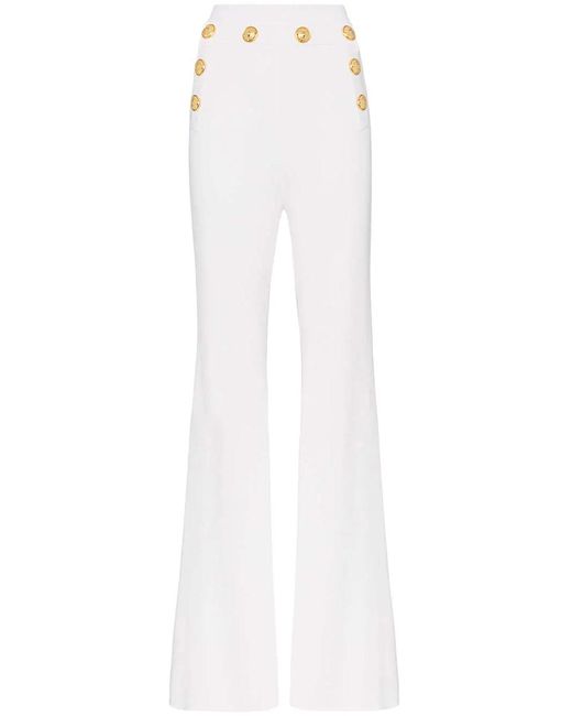 Balmain White Pants Gold Buttons | Lyst